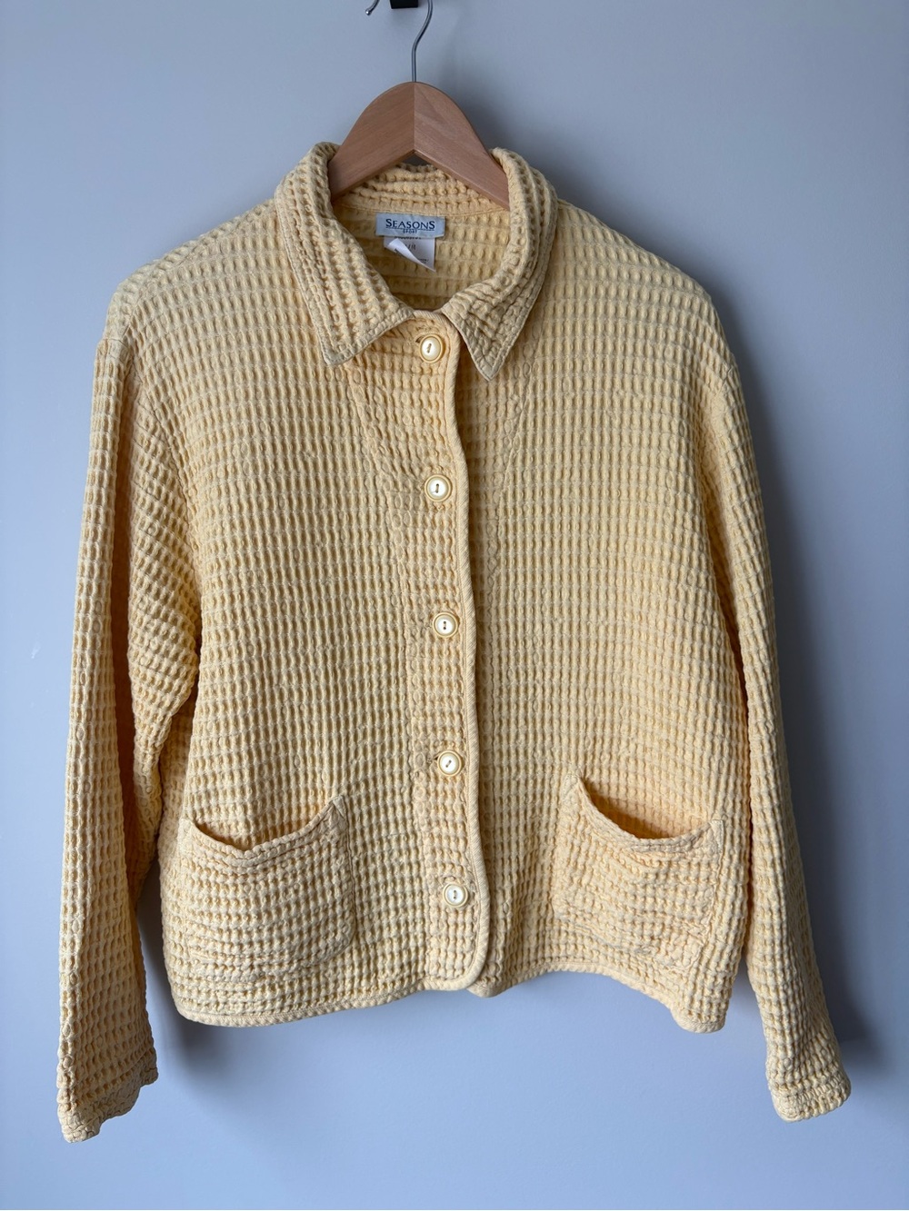 Vintage Seasons Sport Yellow Waffle Knit Cotton Jacket M